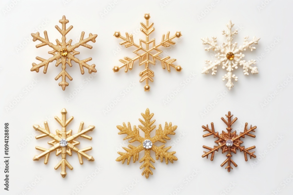 Elegant Snowflakes in Gold and White Designs Elegant Snowflakes in Gold and White Designs