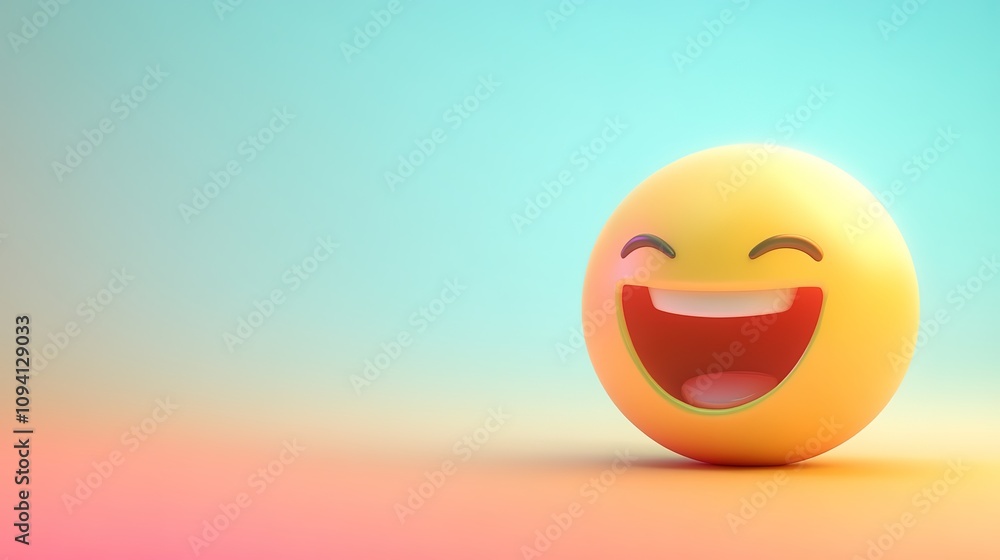 Laughing Emoji 3D Illustration on Gradient Background Laughing Emoji 3D Illustration on Gradient Background
