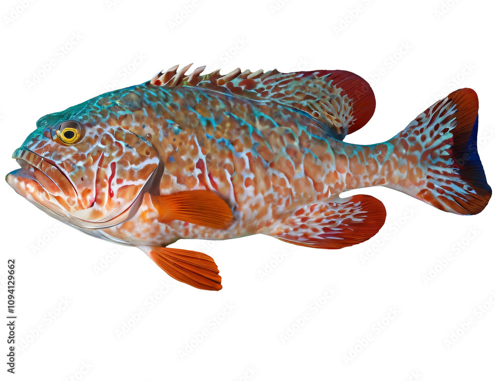 Fototapeta premium A Red coral grouper isolated on white background