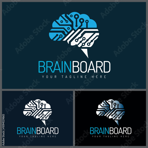 brain board circuit line logo modern design template