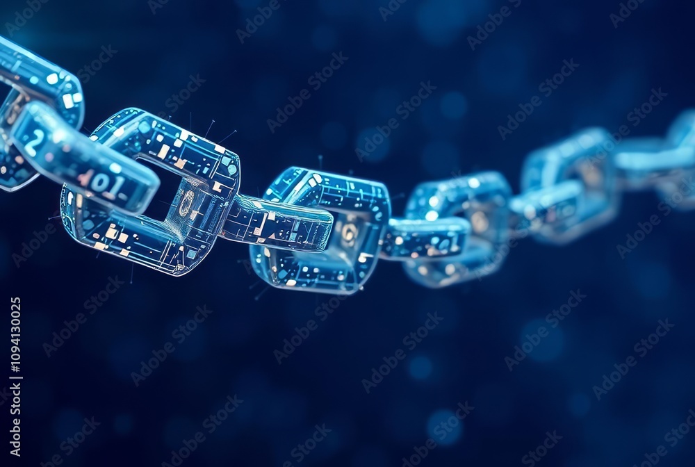 Blockchain Chain A chain made of digital blocks symbolizing bloc Blockchain Chain A chain made of digital blocks symbolizing bloc