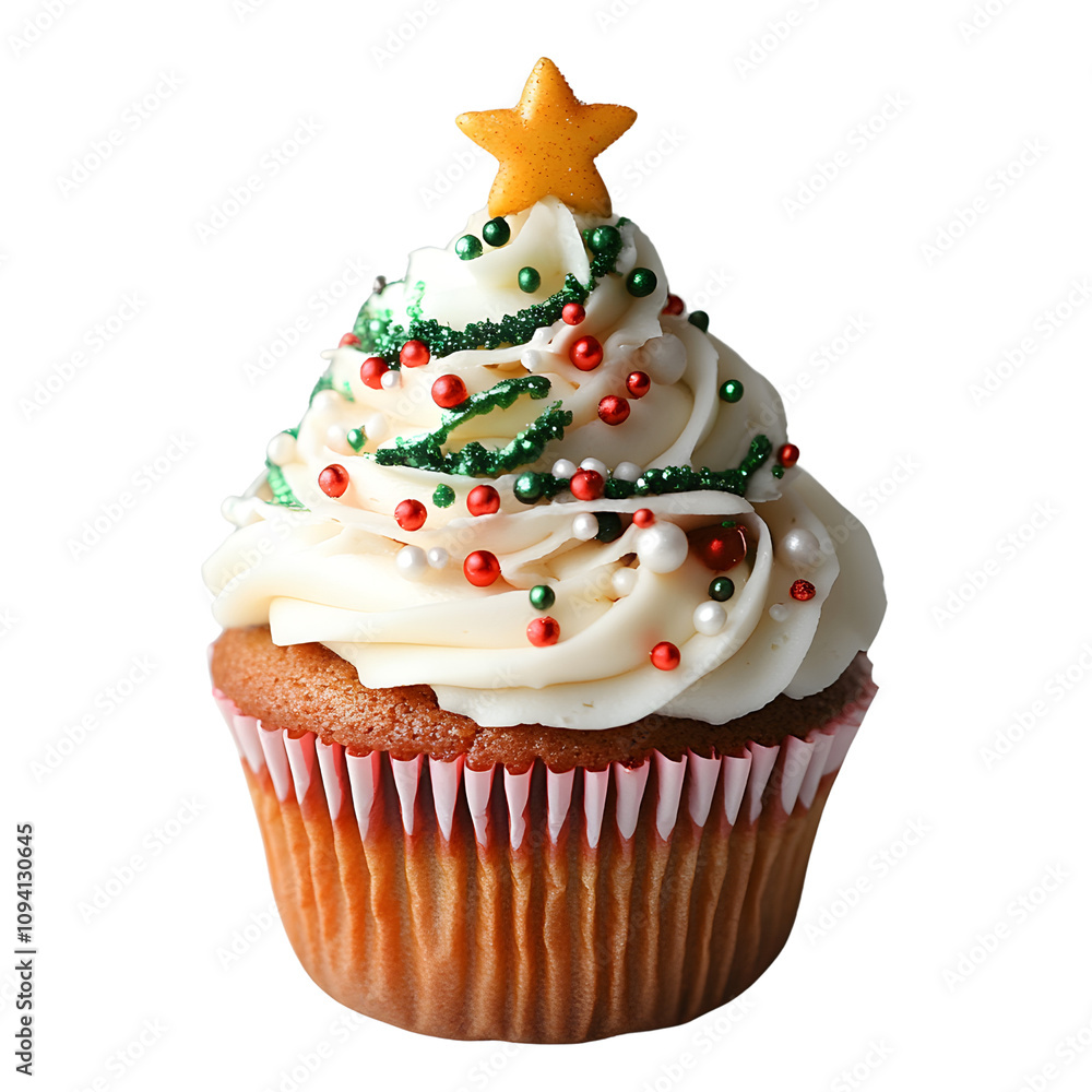 New Year cupcake decorate Christmas theme on transparent background New Year cupcake decorate Christmas theme on transparent background