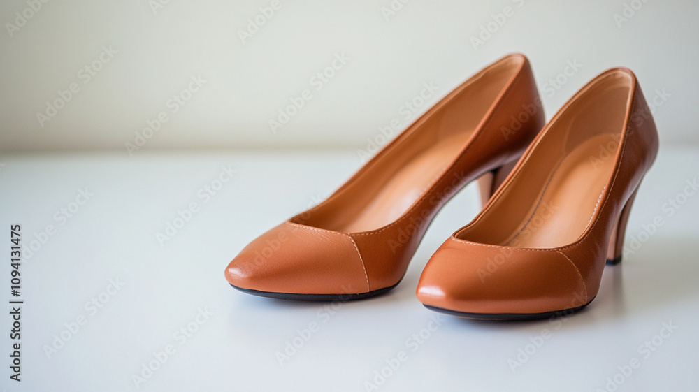 Elegant high heels in brown color on white background, perfect for any occasion Elegant high heels in brown color on white background, perfect for any occasion