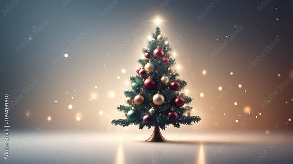 Festive Christmas tree decorations with baubles and blurred shiny lights background. Festive Christmas tree decorations with baubles and blurred shiny lights background.