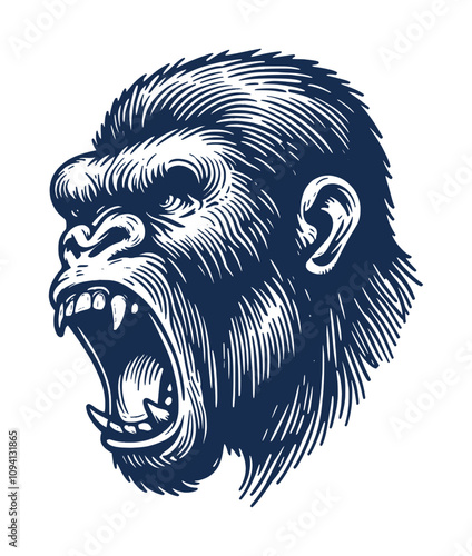 gorilla head - hand drawing style (artwork 3)