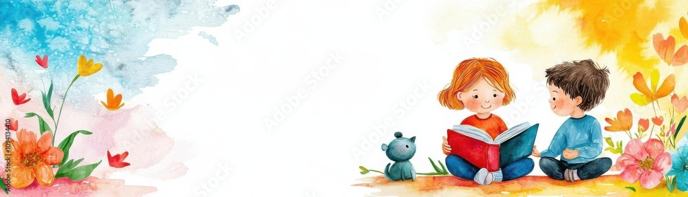 spring time inspired story cute cartoon illustration. Story time about springtime magical creatures, kids imagining fantastical scenes, flat design illustration spring time inspired story cute cartoon illustration. Story time about springtime magical creatures, kids imagining fantastical scenes, flat design illustration