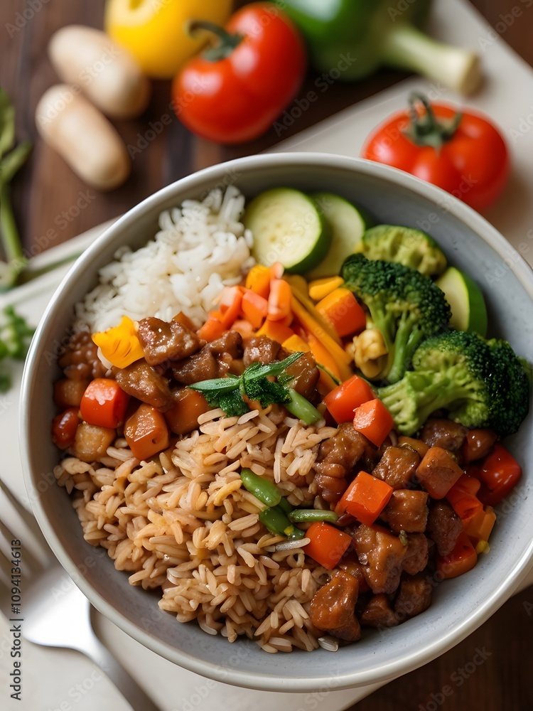a bowl of rice, vegetables, and rice with beans. a bowl of rice, vegetables, and rice with beans.