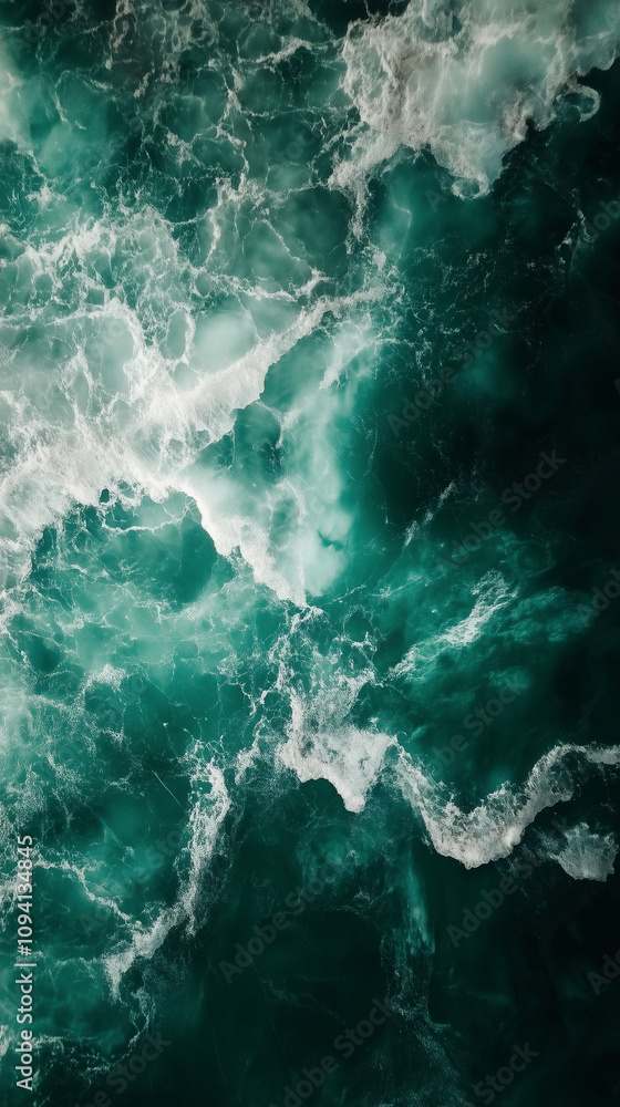 Abstract green ocean waves with white foam Abstract green ocean waves with white foam