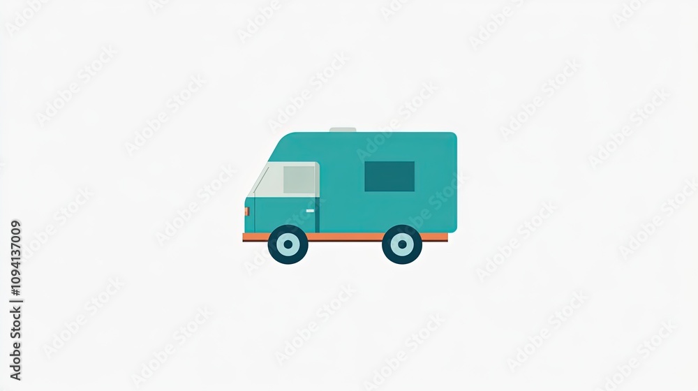Simple teal camper van icon illustration. Simple teal camper van icon illustration.