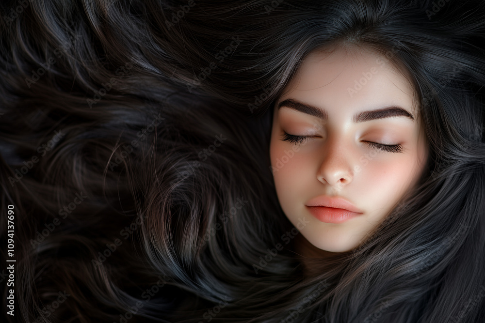 A close up portrait of a beautiful dark long hair woman. A close up portrait of a beautiful dark long hair woman.