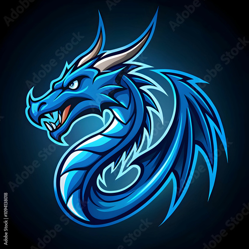 Wallpaper Mural A striking logo featuring a cool blue dragon, symbolizing strength. Torontodigital.ca