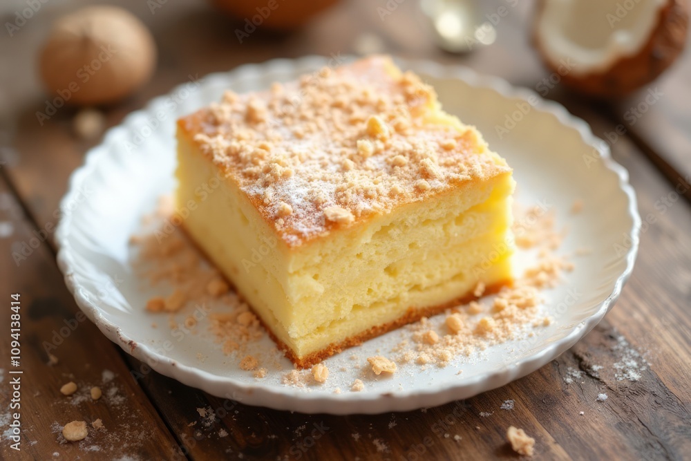 Delicious Crumble Topped Coconut Cake Slice Delicious Crumble Topped Coconut Cake Slice