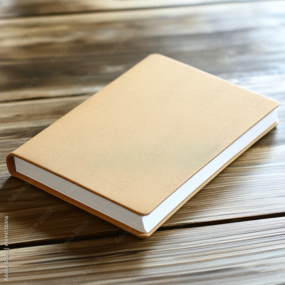 Fototapeta premium Notebook on wooden table creative workspace writing tools indoor close-up productivity inspiration