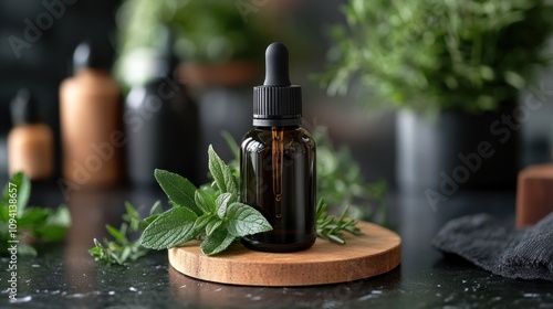 A scalp treatment oil infused with peppermint, rosemary, and tea tree oil, designed to soothe irritation, reduce dandruff, and promote healthy hair growth through natural, herbal remedies photo