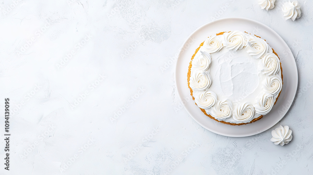 A delicious white cake with smooth buttercream icing, perfect for celebrations and gatherings, set against a minimalistic backdrop. A delicious white cake with smooth buttercream icing, perfect for celebrations and gatherings, set against a minimalistic backdrop.