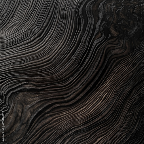 Abstract black wood texture with flowing wavy patterns