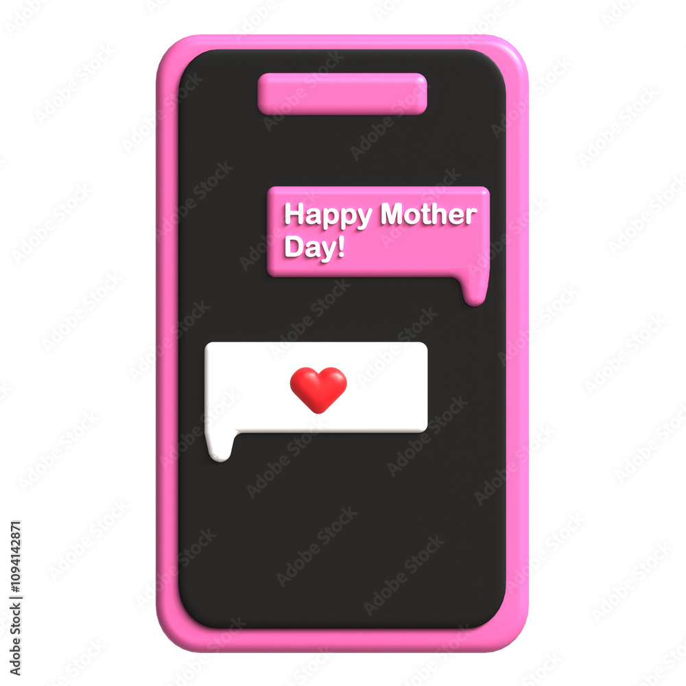 mother day phone 3d icon illustration mother day phone 3d icon illustration