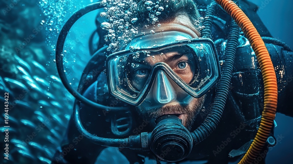 Diver emerges from underwater amidst a shoal of fish ocean depths photography marine environment underwater perspective adventure and exploration Diver emerges from underwater amidst a shoal of fish ocean depths photography marine environment underwater perspective adventure and exploration