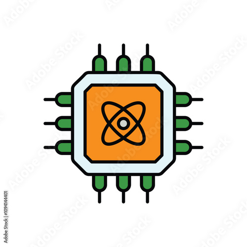 quantum computing color line icon with white background vector stock illustration