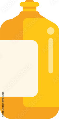 Yellow plastic bottle with blank white label, suitable for shampoo, lotion, conditioner, shower gel or other cosmetics