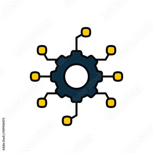 automated system color line icon with white background vector stock illustration