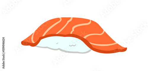 illustration of Japanese food, salmon nigiri sushi.