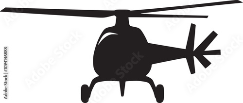 Black helicopter silhouette with rotor details for aviation themes vector 