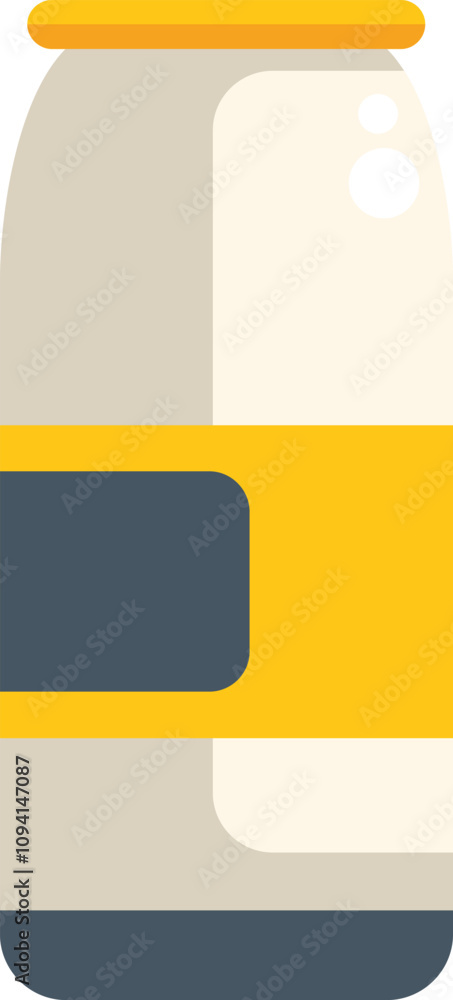 Aluminum can with yellow label is full of tasty drink, beverage icon, flat design Aluminum can with yellow label is full of tasty drink, beverage icon, flat design