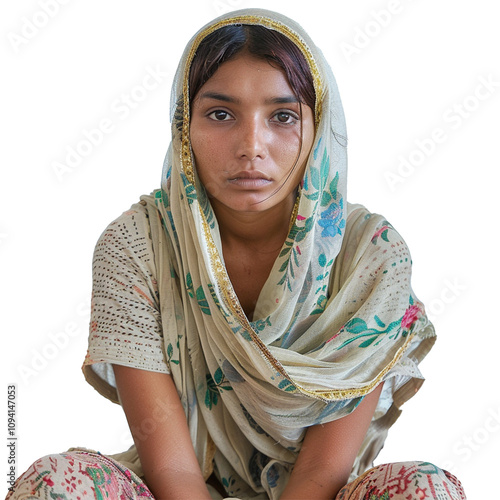 Elderly Woman Holding a Potato in India on Transparent Background