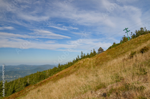 Panorama of the mountains on the trail from Korbielów to Pilsko