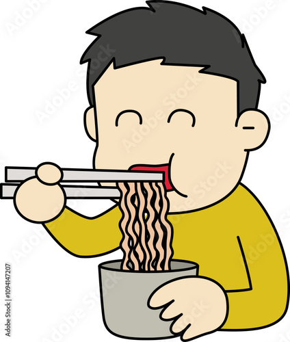An illustration of me eating noodles