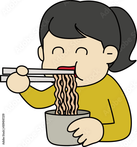 An illustration of me eating noodles