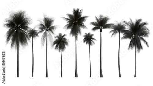 Lush palm trees png, transparent background images for tropical paradise designs, exotic island vibes, summer vacation photo