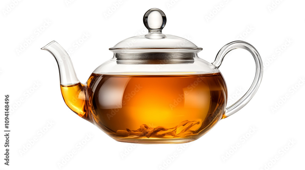 Exquisite glass teapot with aromatic tea brewing, a soothing visual delight for lovers Exquisite glass teapot with aromatic tea brewing, a soothing visual delight for lovers