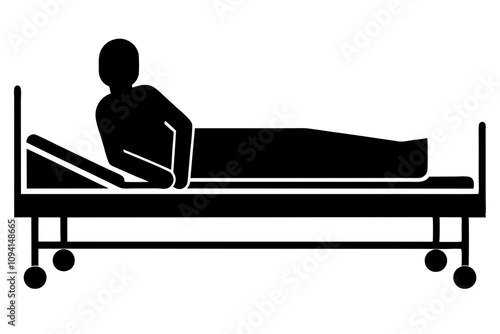 Hospital Bed Silhouette Vector - Patient Resting in Healthcare Setting Design