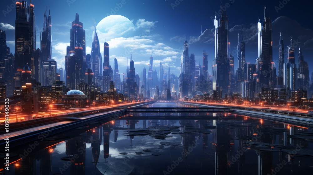 Naklejka premium The technological world of the future