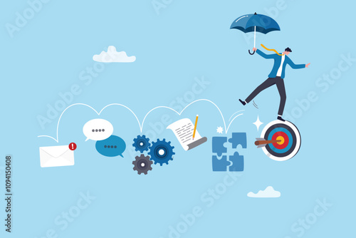 Work experience, skill development or leadership learning, career path motivation, capability or ability to growing in job or project progress concept, businessman jump on working skill experience.