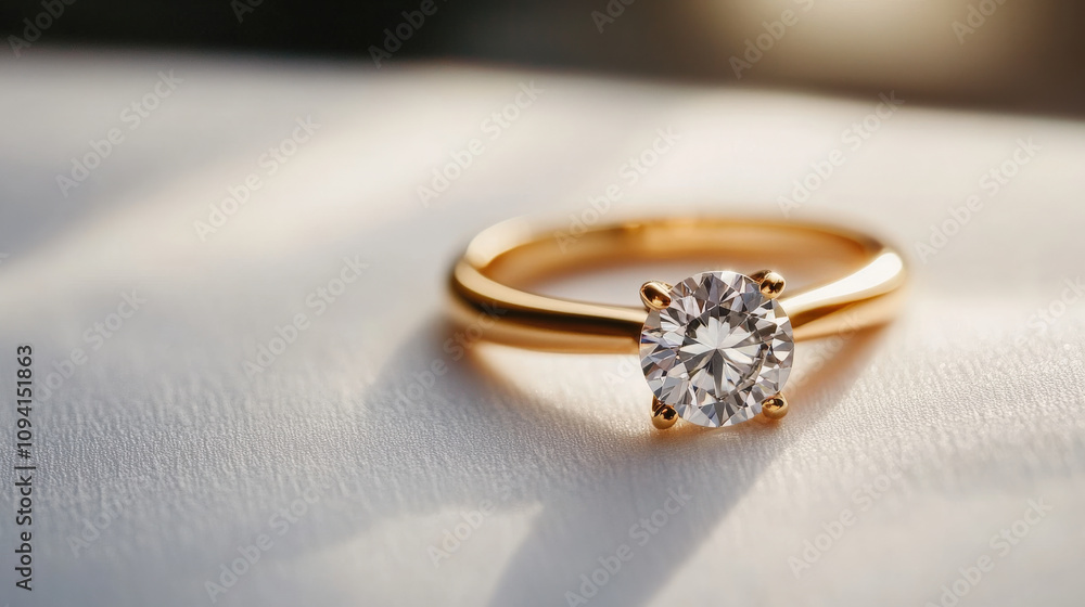 solitaire diamond ring on minimalist gold band, showcasing elegance and simplicity. brilliant cut diamond sparkles beautifully in natural light, perfect for special occasions solitaire diamond ring on minimalist gold band, showcasing elegance and simplicity. brilliant cut diamond sparkles beautifully in natural light, perfect for special occasions