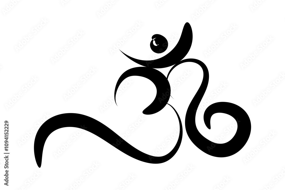 Fototapeta premium Vector hand written Om calligraphy on transparent background