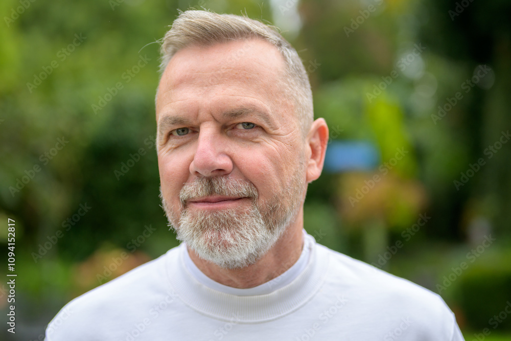 Close-Up Portrait of a Mature Man with a Calm Expression Close-Up Portrait of a Mature Man with a Calm Expression