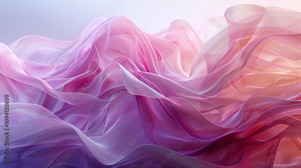Fototapeta premium Vibrant Digital Waves Abstract Art in Pink and Purple Tones, Enhanced Depth and Texture with High-Key Filmmaking 