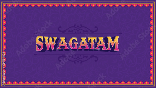 Swagatam Indian Typography – Vibrant and Authentic Text Design for Home Décor, Restaurants, Offices, Weddings, and Events with Traditional Indian Style-Vector design