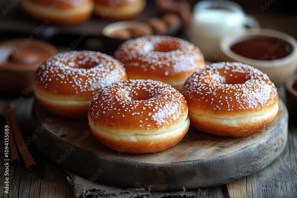 Indulging in a platter of freshly glazed doughnuts at a cozy cafe tempting treats for food lovers Indulging in a platter of freshly glazed doughnuts at a cozy cafe tempting treats for food lovers
