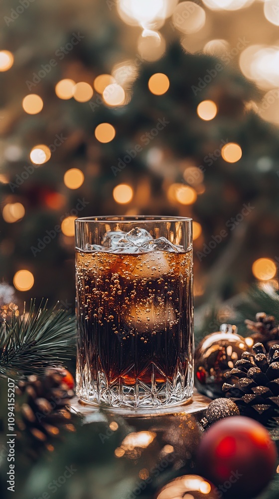 Elegant glass of sparkling beverage on table. Elegant glass of sparkling beverage on table.