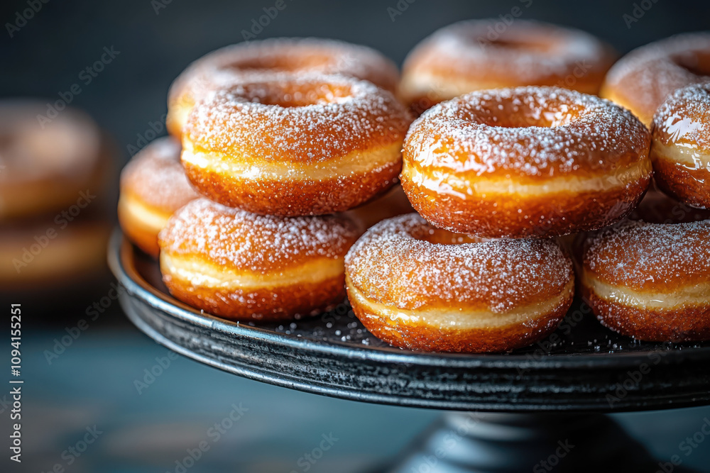 Indulge in a platter of freshly glazed doughnuts bakery display food photography cozy cafe close-up tempting delicacies Indulge in a platter of freshly glazed doughnuts bakery display food photography cozy cafe close-up tempting delicacies
