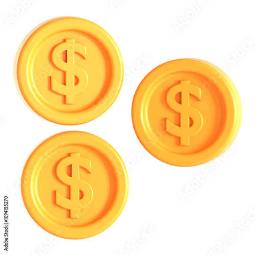 dollar coin 3d icon illustration 