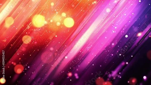Abstract Diagonal Lines with Red, Orange, Purple, and Pink Hues and Glittering Particles