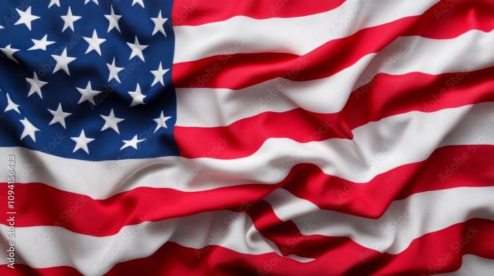Waving American flag with stars and stripes symbolizing national pride Waving American flag with stars and stripes symbolizing national pride