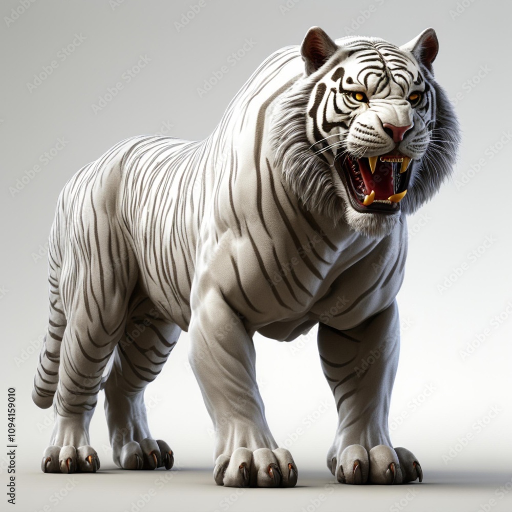 Obraz premium Majestic White Tiger Icon - Displaying the Power and Beauty of a Wild Beast