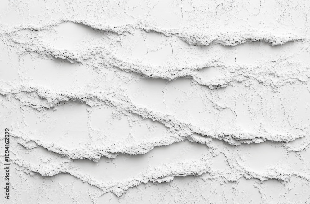 Fototapeta premium White Textured Plaster Wall with Cracked Pitted Surface and Minimalist Aesthetic